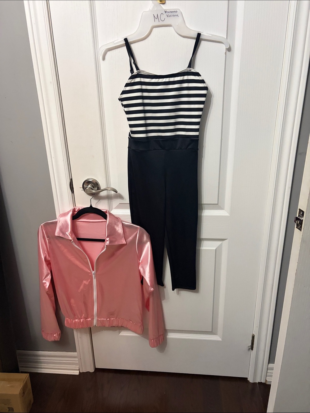 Striped Black & White Jumpsuit with Spaghetti Straps